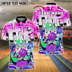 BlueJose Funny Bowling Ball&Pins Oh Spare Graffiti Style Customized Name, Team Name 3D Shirt (4 Colors)