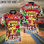 BlueJose Bowling Chick Street Art Customized Name, Team Name 3D Shirt (4 Colors)