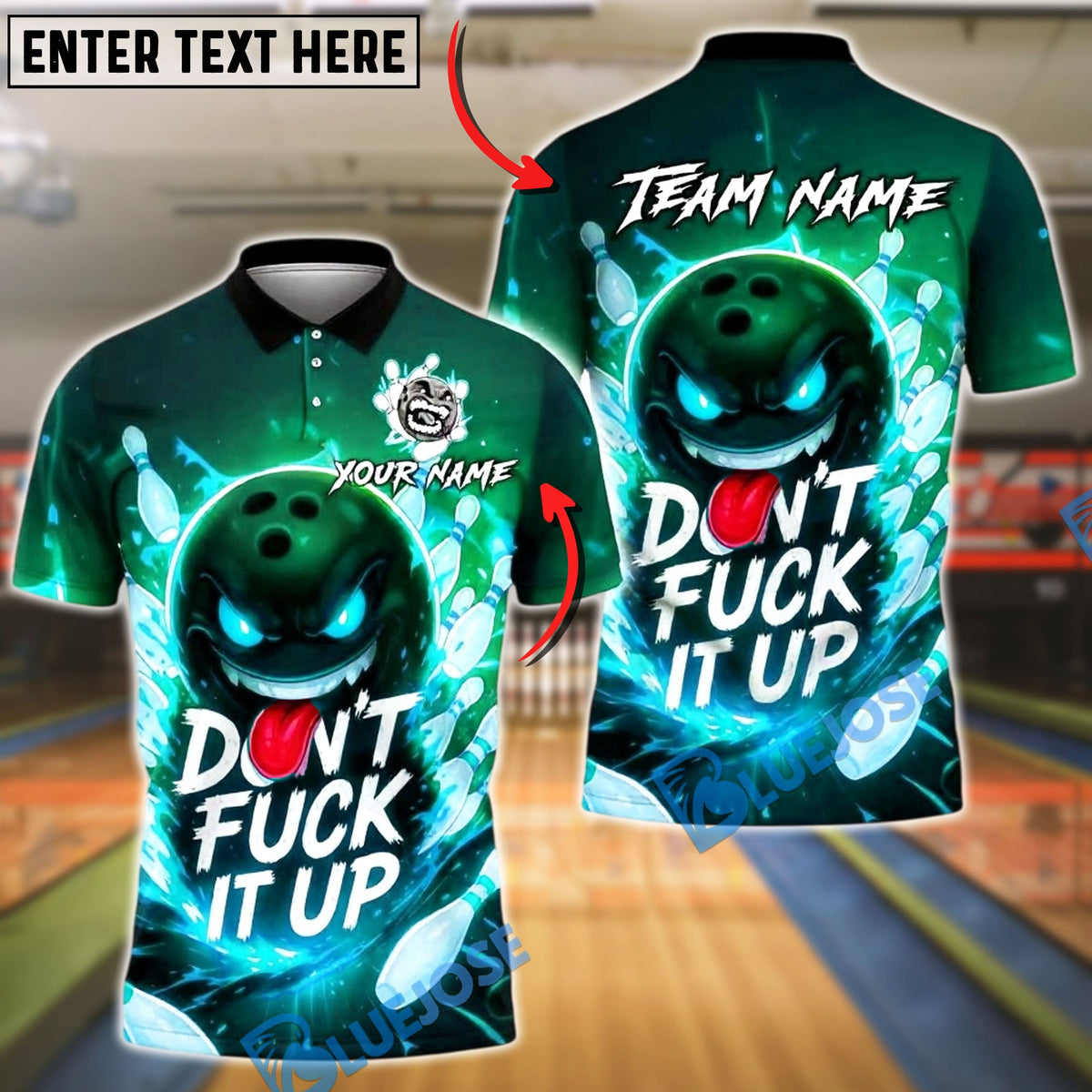 BlueJose Bowling And Pins Evil Bowling Ball Customized Name, Team Name 3D Shirt (4 Colors)