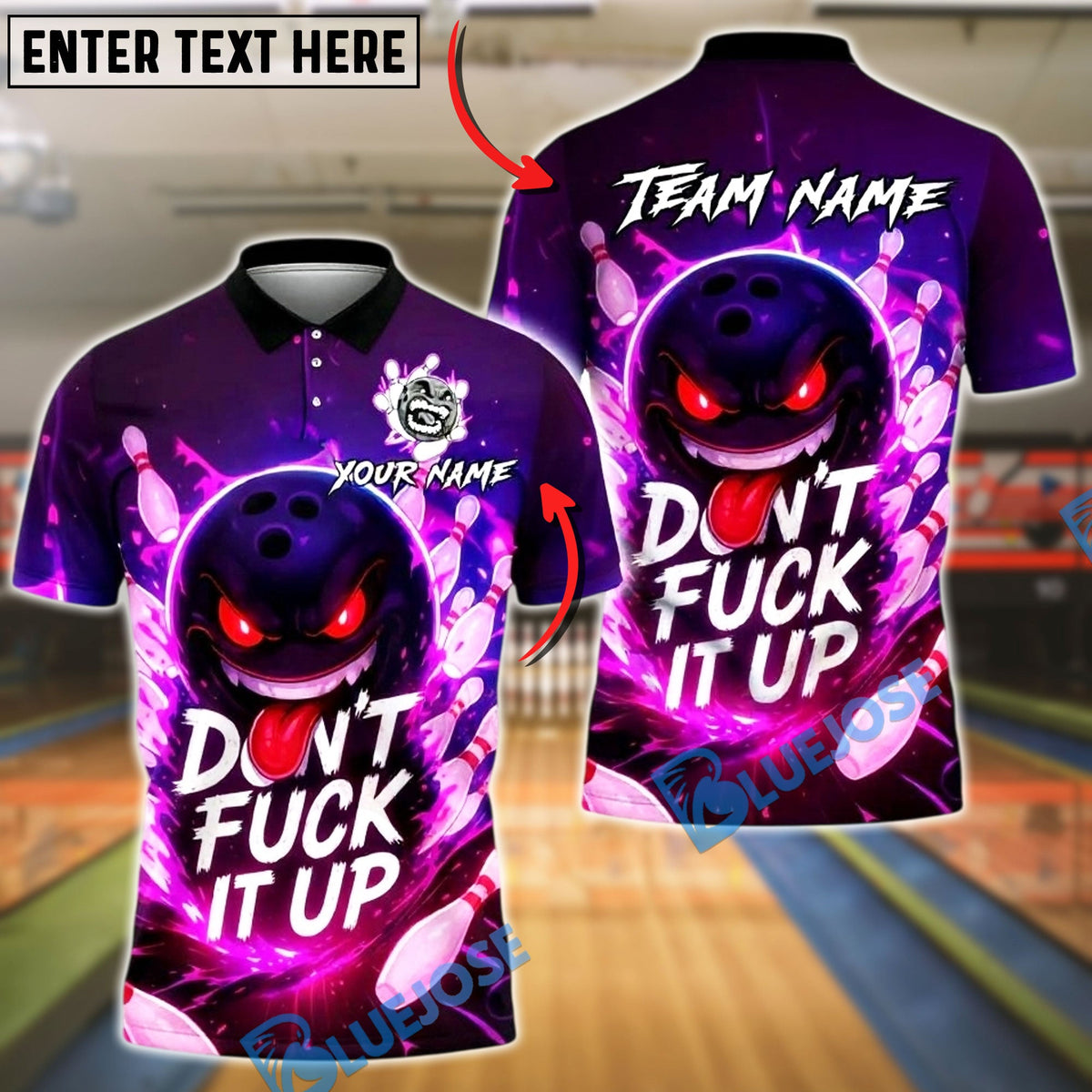 BlueJose Bowling And Pins Evil Bowling Ball Customized Name, Team Name 3D Shirt (4 Colors)