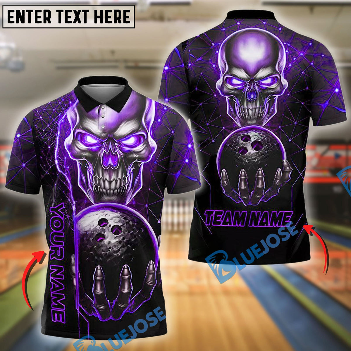 BlueJose Bowling And Pins Skull Dark Alley Kings Customized Name, Team Name 3D Shirt (4 Colors)