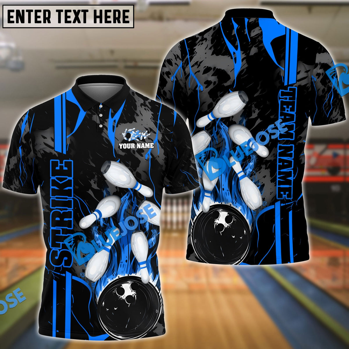 BlueJose Bowling And Pins Strike The Blood Multicolor Customized Name 3D Shirt (4 Colors)