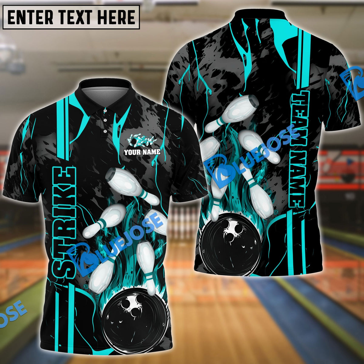 BlueJose Bowling And Pins Strike The Blood Multicolor Customized Name 3D Shirt (4 Colors)