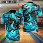 BlueJose Bowling And Pins Hellfire Dragon Customized Name, Team Name 3D Shirt (4 Colors)