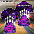 BlueJose Bowling And Pins Boom Strike Customized Name, Team Name 3D Shirt (4 Colors)