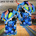 BlueJose Bowling And Pins Wild Bear Customized Name, Team Name 3D Shirt (4 Colors)