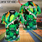BlueJose Bowling And Pins Wild Bear Customized Name, Team Name 3D Shirt (4 Colors)
