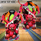 BlueJose Bowling And Pins Wild Bear Customized Name, Team Name 3D Shirt (4 Colors)