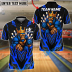 BlueJose Bowling And Pins King Gorilla Customized Name, Team Name 3D Shirt (4 Colors)