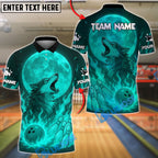 BlueJose Bowling And Pins Flame Moon Wolf Customized Name, Team Name 3D Shirt (4 Colors)