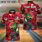 BlueJose Bowling And Pins Halloween Bear Customized Name, Team Name 3D Shirt (4 Colors)