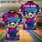 BlueJose Bowling And Pins Panda Cartoon Customized Name, Team Name 3D Shirt (4 Colors)