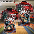 BlueJose Bowling & Pins Full Throttle Frame Customized Name, Team Name 3D Shirt (4 Colors)