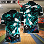 BlueJose Bowling & Pins Wolf Crimson Howl: Strike Night Customized Name, Team Name 3D Shirt (4 Colors)