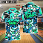 BlueJose Bowling Funny Shark Graffiti Style Customized Name, Team Name 3D Shirt (4 Colors)