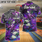 BlueJose Bowling Graffiti Claw Strike Customized Name, Team Name 3D Shirt (4 Colors)