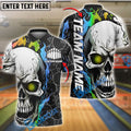 BlueJose Bowling Inferno Skull Rainbow Color Personalized Name, Team Name Unisex Shirt