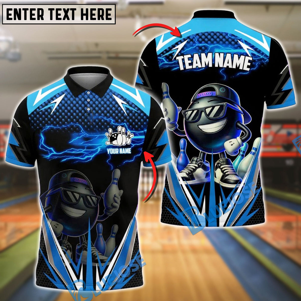 BlueJose Bowling And Pins Funny Ball Street Style Customized Name, Team Name 3D Shirt (4 Colors)