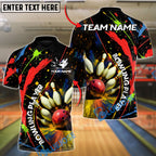 BlueJose Bowling Color Splash Strike Customized Name, Team Name 3D Shirt (4 Colors)