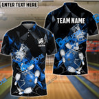 BlueJose Bowling And Pins Broken Glass Customized Name 3D Shirt (6 Colors)