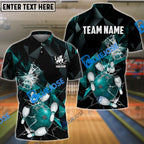 BlueJose Bowling And Pins Broken Glass Customized Name 3D Shirt (6 Colors)
