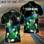 BlueJose Bowling And Pins Broken Glass Customized Name 3D Shirt (6 Colors)