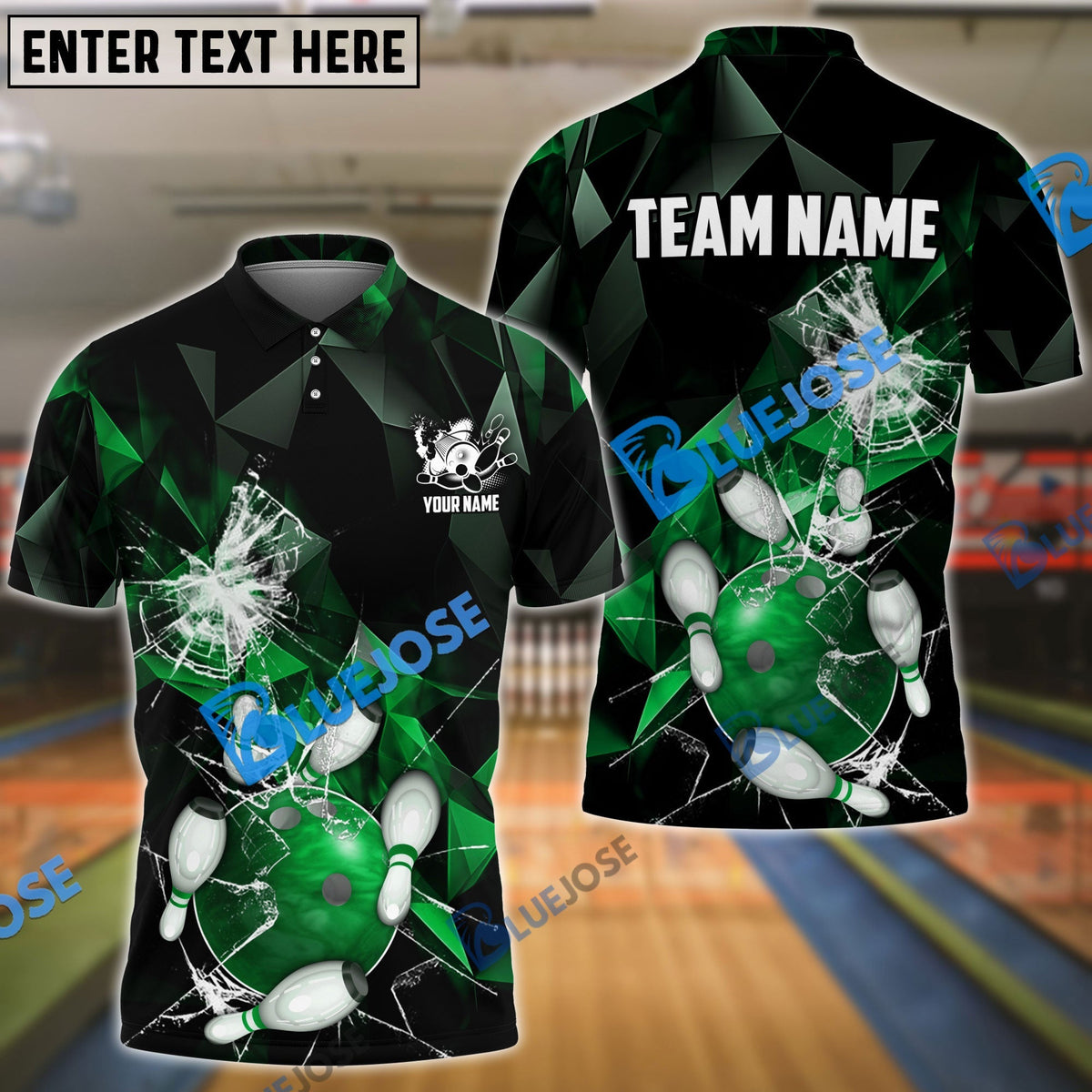 BlueJose Bowling And Pins Broken Glass Customized Name 3D Shirt (6 Colors)
