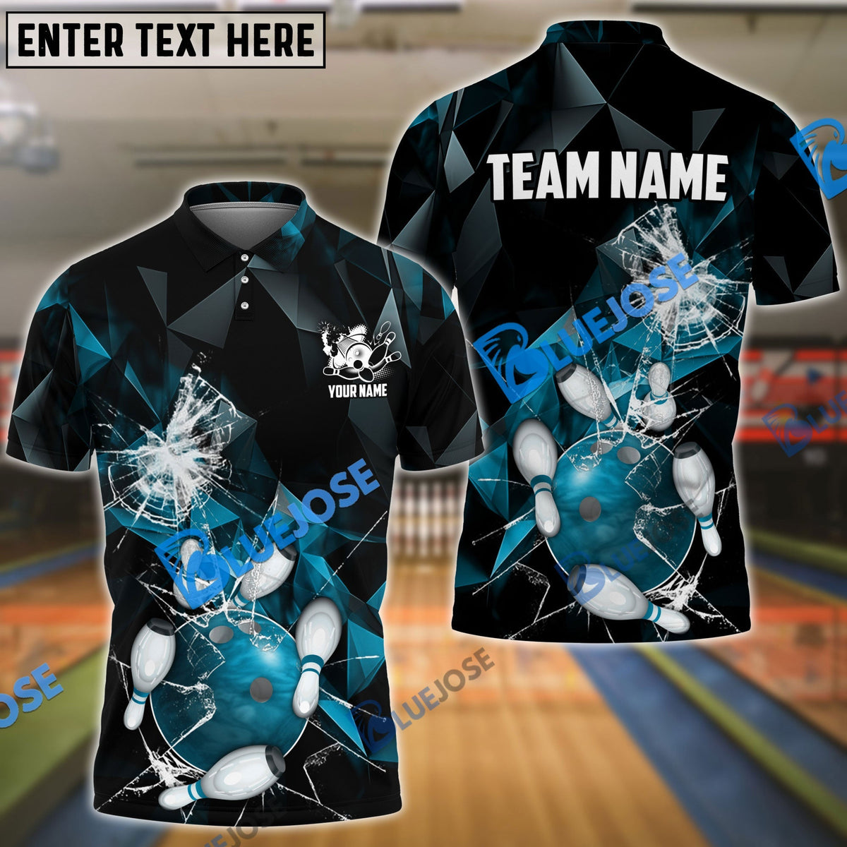 BlueJose Bowling And Pins Broken Glass Customized Name 3D Shirt (6 Colors)
