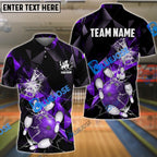 BlueJose Bowling And Pins Broken Glass Customized Name 3D Shirt (6 Colors)