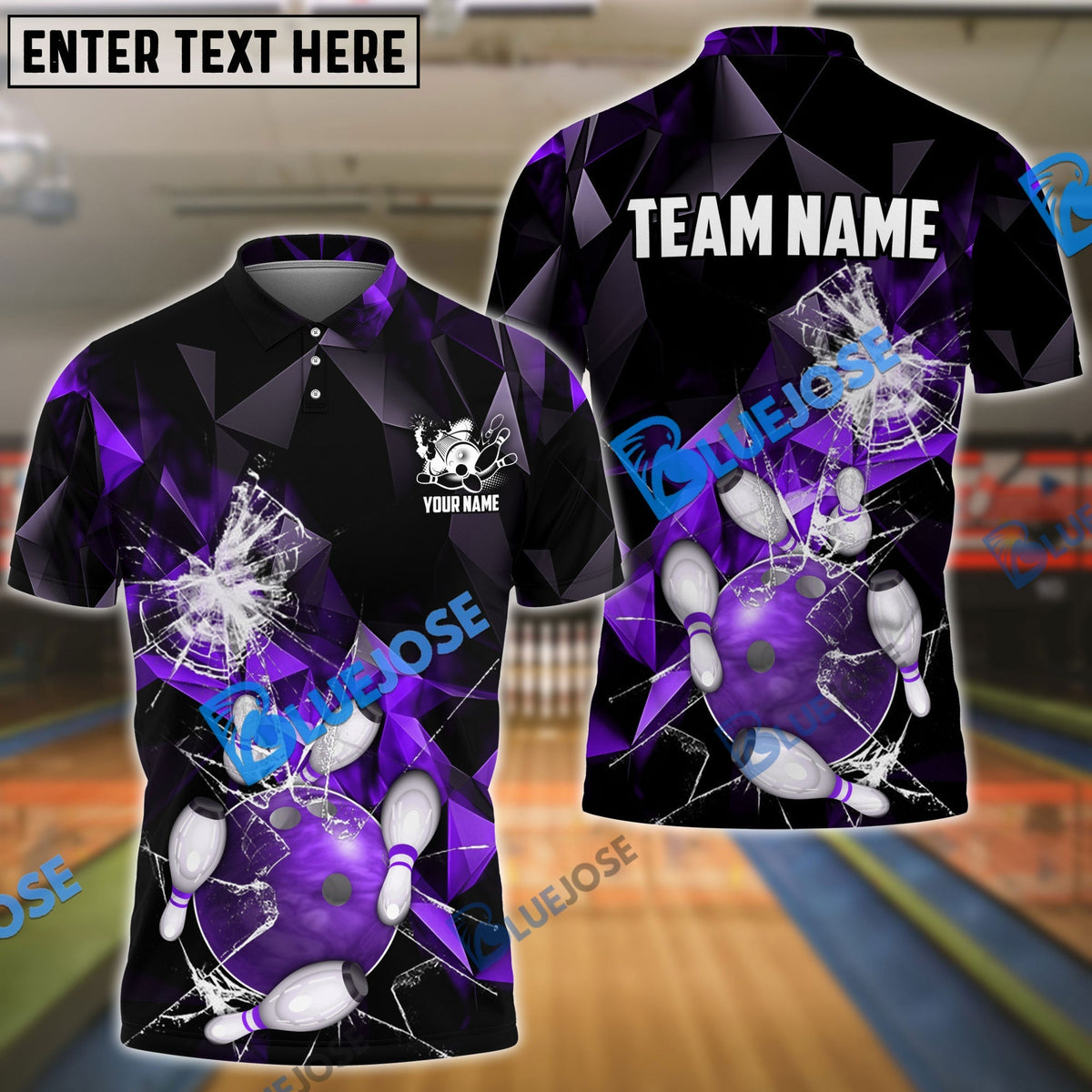 BlueJose Bowling And Pins Broken Glass Customized Name 3D Shirt (6 Colors)