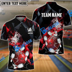 BlueJose Bowling And Pins Broken Glass Customized Name 3D Shirt (6 Colors)