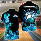 BlueJose Bowling And Pins Retro Smoke Customized Name, Team Name 3D Shirt (4 Colors)