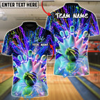 BlueJose Bowling & Pins Neon Thunder Warrior Customized Name, Team Name 3D Shirt (4 Colors)