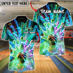 BlueJose Bowling & Pins Neon Thunder Warrior Customized Name, Team Name 3D Shirt (4 Colors)