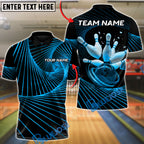 BlueJose Bowling & Pins Golden Energy Customized Name, Team Name 3D Shirt (6 Colors)