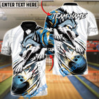 BlueJose Bowling & Pins Alpha Wolf Strike Customized Name, Team Name 3D Shirt (4 Colors)
