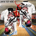 BlueJose Bowling & Pins Alpha Wolf Strike Customized Name, Team Name 3D Shirt (4 Colors)