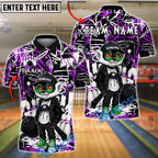 BlueJose Bowling And Pins Lemur Graffiti Leather Jacket Customized Name, Team Name 3D Shirt (4 Colors)