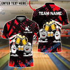 BlueJose Bowling And Pins Funny Beer & Bowling Pins Cartoon Design Customized Name, Team Name 3D Shirt (6 Colors)