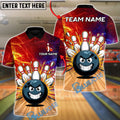 BlueJose Bowling & Pins Raging Rollers Customized Name, Team Name 3D Shirt (4 Colors)
