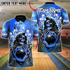BlueJose Bowling & Pins Reaper Flame Moon Strike Customized Name, Team Name 3D Shirt (4 Colors)