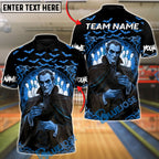 BlueJose Bowling & Pins Dracula Night Strike Customized Name, Team Name 3D Shirt (4 Colors)