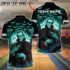 BlueJose Bowling & Pins Dracula Night Strike Customized Name, Team Name 3D Shirt (4 Colors)