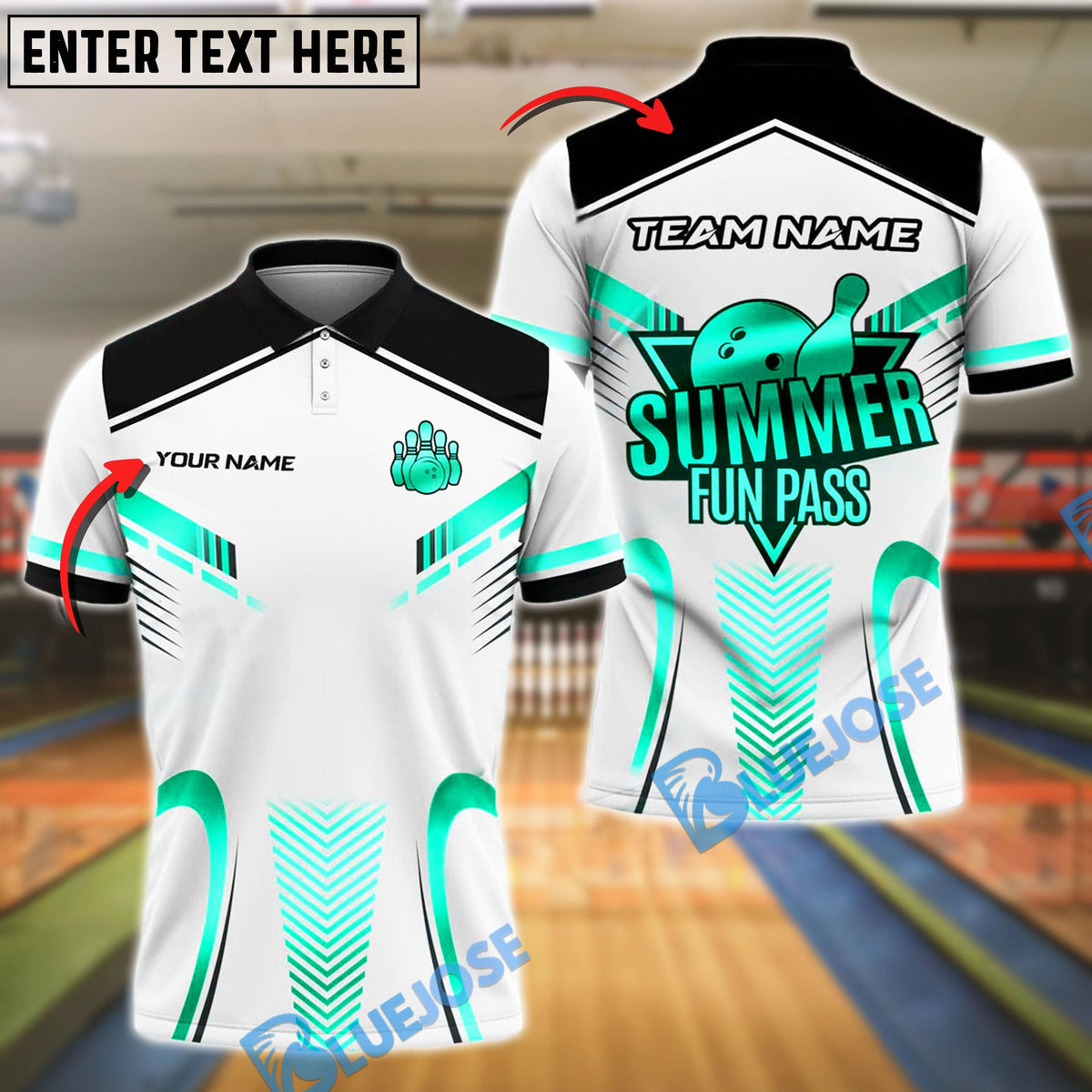 BlueJose Bowling Golden Fun Pass Customized Name, Team Name 3D Shirt (4 Colors)