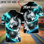 BlueJose Bowling & Pins Inferno Lightning Lynx Wolf Customized Name, Team Name 3D Shirt (4 Colors)