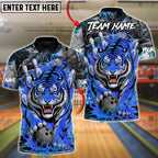 BlueJose Bowling And Pins Blaze Tiger Customized Name, Team Name 3D Shirt (6 Colors)