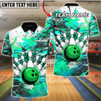 BlueJose Bowling And Pins Paint Blast Customized Name, Team Name 3D Shirt (4 Colors)