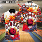BlueJose Bowling And Pins Paint Blast Customized Name, Team Name 3D Shirt (4 Colors)