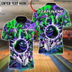 BlueJose Bowling And Pins Neon Beast Customized Name, Team Name 3D Shirt (4 Colors)
