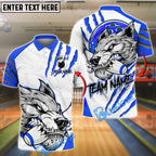 BlueJose Bowling Wolf Strike Power Customized Name, Team Name 3D Shirt (4 Colors)